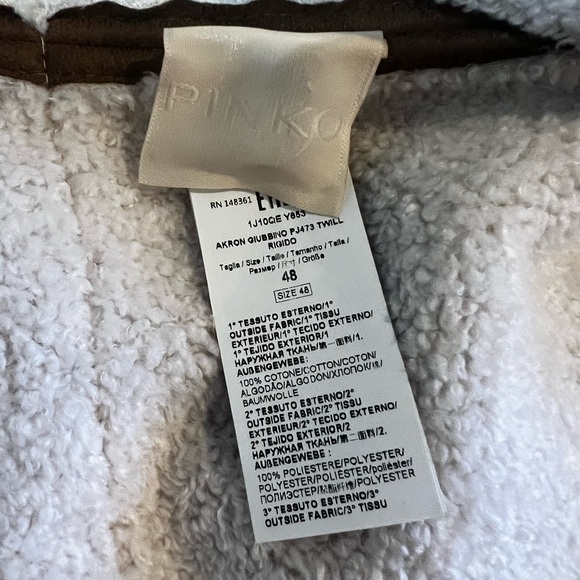 PINKO Faux Fur Trimmed Denim Jacket Size 12 - Picture 14 of 17